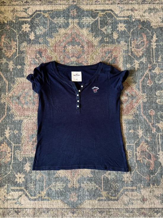 Hollister Tops - Vintage 2000s Hollister Navy Short-Sleeve Henley Tee